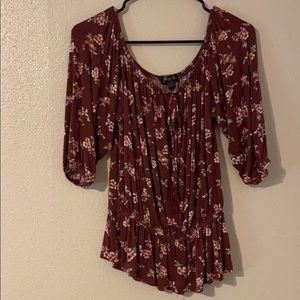 Maroon Floral Top